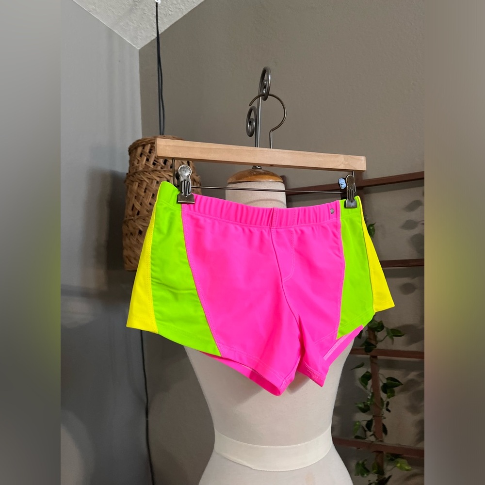 Rufskin Gabrio Neon Colorblock Swim Shorts Pink Yellow Green Stretch Trunks - Picture 3 of 11